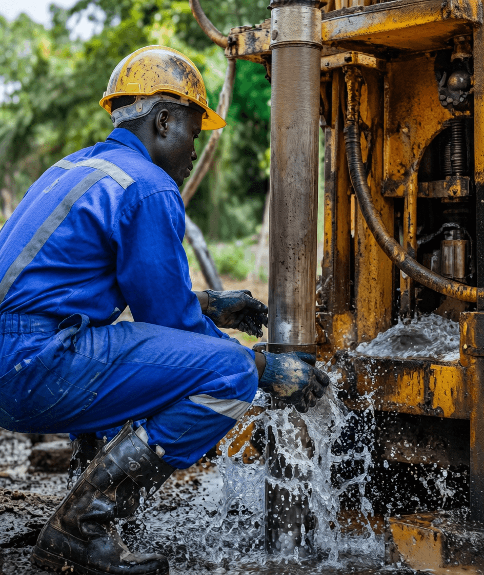 Worker on a Mega Resources drill site